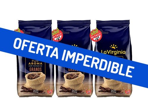 Café en Granos La Virginia Aroma Puro 500gr 3 unidades