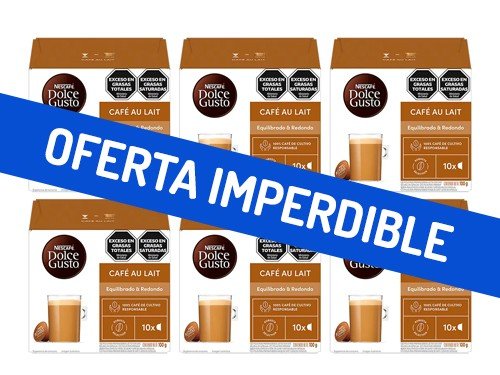 Combo Nescafe Dolce Gusto Café con Leche 10 capsulas 6 unidades
