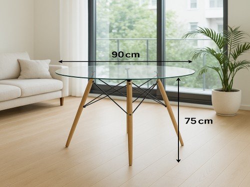 Juego De Comedor Mesa De Vidrio 90 + Pack De Sillas Eames