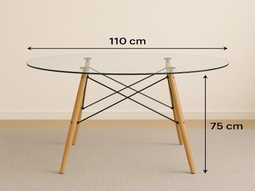 Juego De Comedor Mesa De Vidrio 110 + 4 Sillas Eames