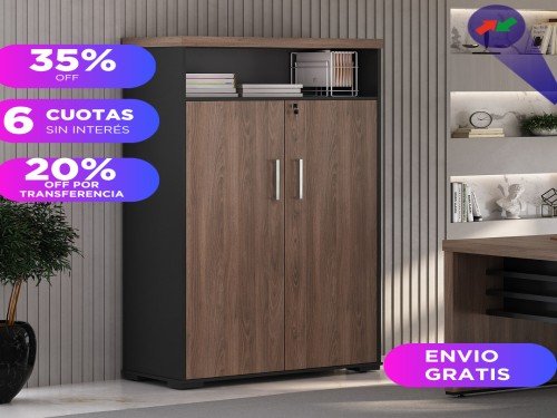 Armario Tamburato Con Estantes y Nicho Superior