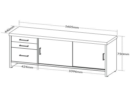 Organizador Tamburato Negro Con Puertas y Cajones para Oficina y Hogar