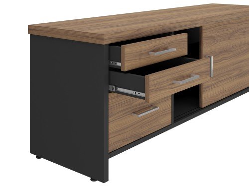 Organizador Tamburato Negro Con Puertas y Cajones para Oficina y Hogar