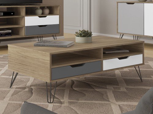 Mesa De Centro Estocolmo Moderna Con Cajones