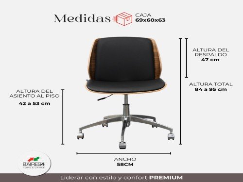 Silla Oficina Ejecutiva Wood Regulable Giratoria