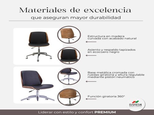 Silla Oficina Ejecutiva Wood Regulable Giratoria