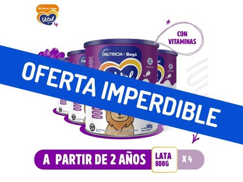 Pack Leche en Polvo Vital 4 Nutricia Bago Lata 800gr 4 unidades