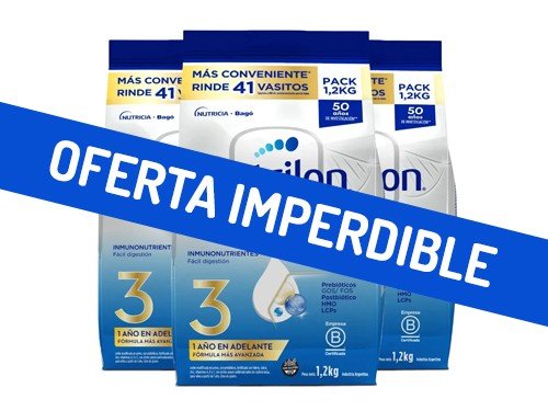 Pack 3 unidades de Leche Nutrilon 3 en Polvo Pouch 1,2Kg