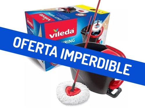 Mopa Microfibra y Balde Vileda Easy Wring Centrifugado a Pedal