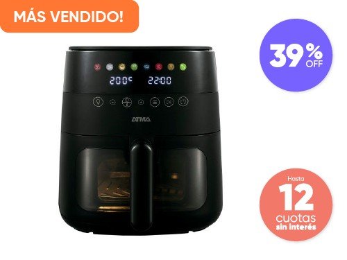 Freidora de Aire Atma con Visor 6Lts – Negra