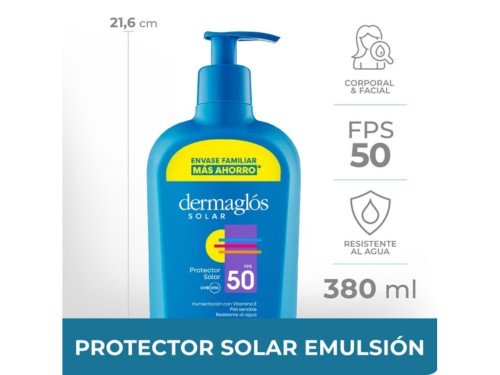 Protector Solar Emulsión Hidrata y Nutre FPS 50 380 ml DERMAGLÓS