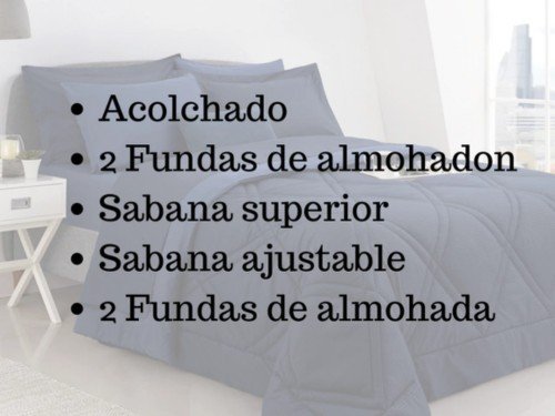 Kit 7 piezas acolchado + sabanas + funda 2 plazas y media Jean Cartier