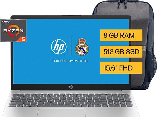 Notebook 15-fc0251la - AMD Ryzen 5, 8GB RAM, 512GB SSD, + Mochila HP