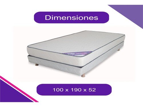 Sommier Colchon 1 1/2 Plaza Y Media Espuma Alta Densidad Color Beige