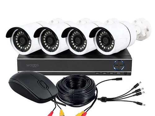 Kit Seguridad Waggs DVR + 4 Cámaras Bullet Full HD Visión Nocturna
