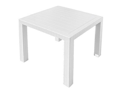 Mesa Plastica Cuadrada Simil Rattan 80x80x76cm Blanca
