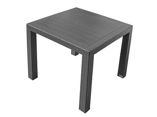 Mesa Plastica Cuadrada Simil Rattan 80x80x76cm Negra