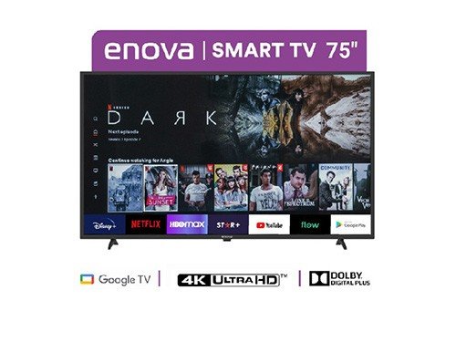 Smart TV enova 75" LED 4K UHD Frameless Google TV