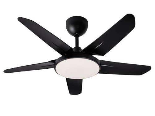 Ventilador De Techo Negro 5 Aspas Plasticas Luz Led Control Remoto