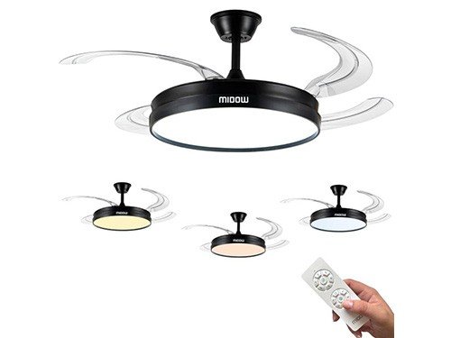 Ventilador De Techo Retractil Midow 1220mm Luz 3 Modos 6 Vel