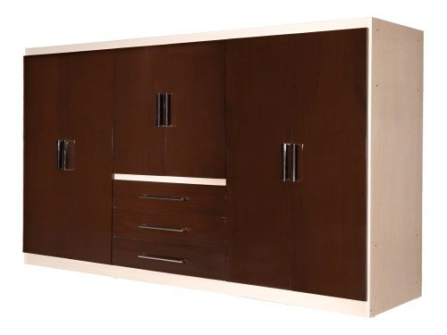 Placard Melamina 6 Puertas 3 Cajones Color Chocolate/maple