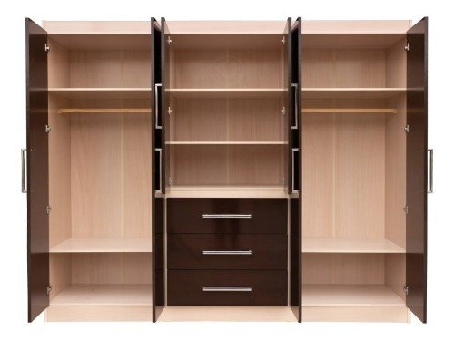 Placard Melamina 6 Puertas 3 Cajones Color Chocolate/maple