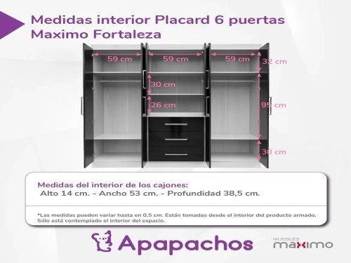 Placard Melamina 6 Puertas 3 Cajones Color Chocolate/maple