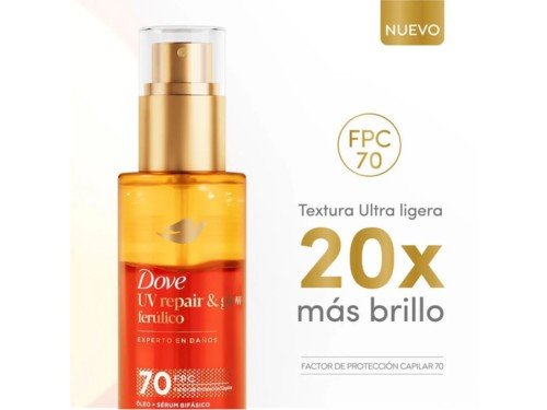 Óleo Capilar + Sérum Bifásico. Reparación UV & Glow x 110 ml DOVE
