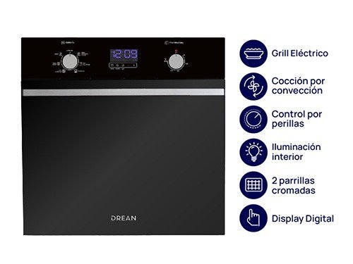 Horno Eléctrico Empotrable 60 Cm Negro D DREAN