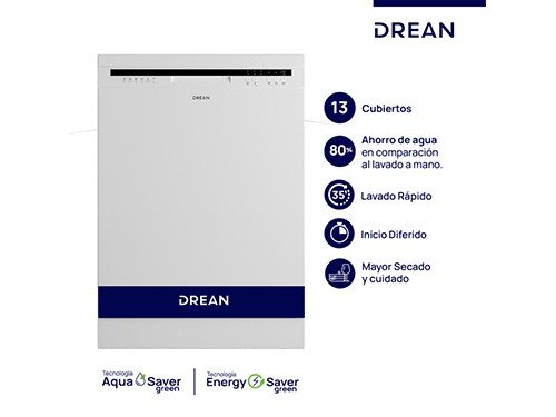 Lavavajillas 13 cubiertos Blanco Drean L DREAN