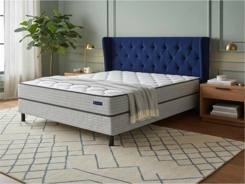 Colchón Y Sommier 2 Plazas De Resortes Folk La Espumería - Blanco