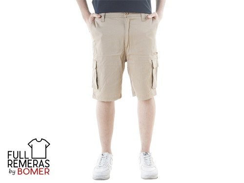 Bermuda gabardina cargo beige