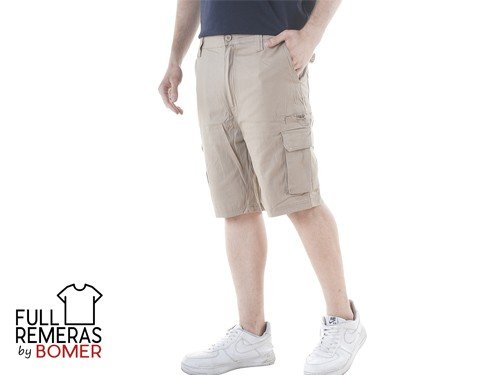 Bermuda gabardina cargo beige