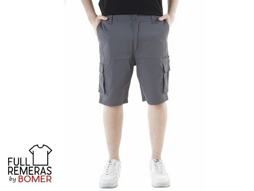 Bermuda gabardina cargo gris oscuro