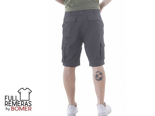Bermuda gabardina cargo gris oscuro