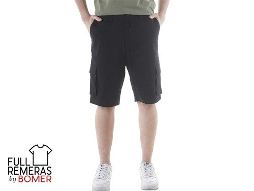 Bermuda gabardina cargo negra
