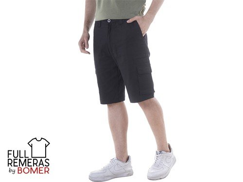 Bermuda gabardina cargo negra