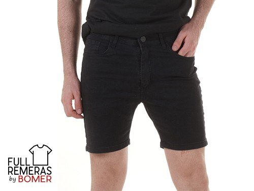Bermuda jean chupin negra