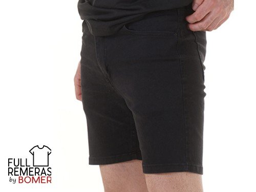 Bermuda jean chupin negra