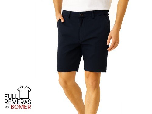 Bermuda clásica de gabardina azul marino