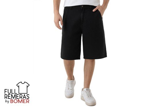 Bermuda de jean baggy negra