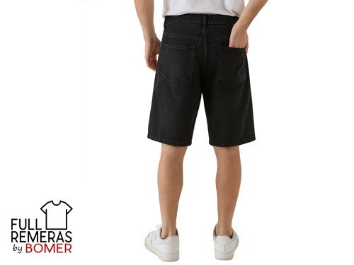 Bermuda de jean baggy negra