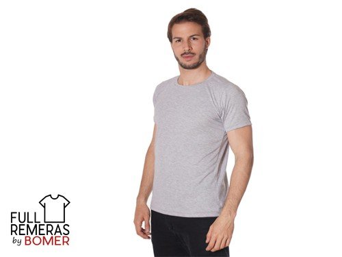 Remera básica cuello redondo gris claro