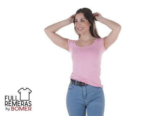 Remera basica algodón y lycra rosa