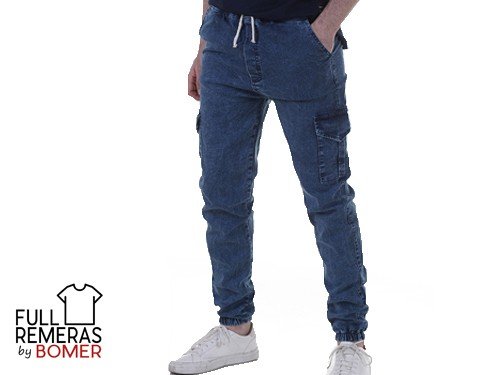 Jogger cargo jean azul