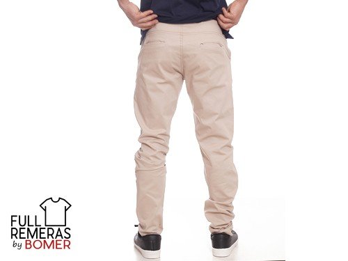 Pantalón gabardina corte chino beige