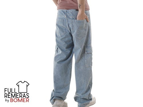 Pantalon cargo de jean celeste