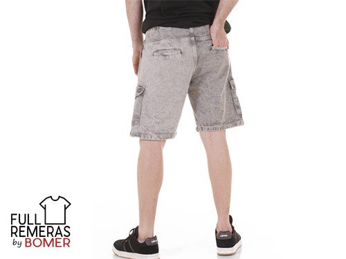 Bermuda jean lavado cargo gris claro