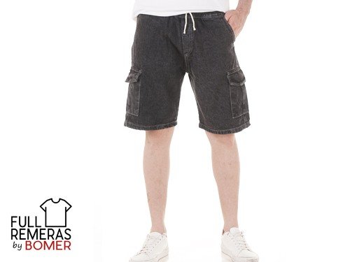 Bermuda jean lavado cargo gris oscuro