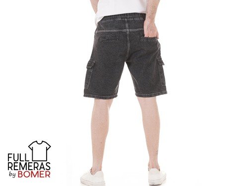 Bermuda jean lavado cargo gris oscuro